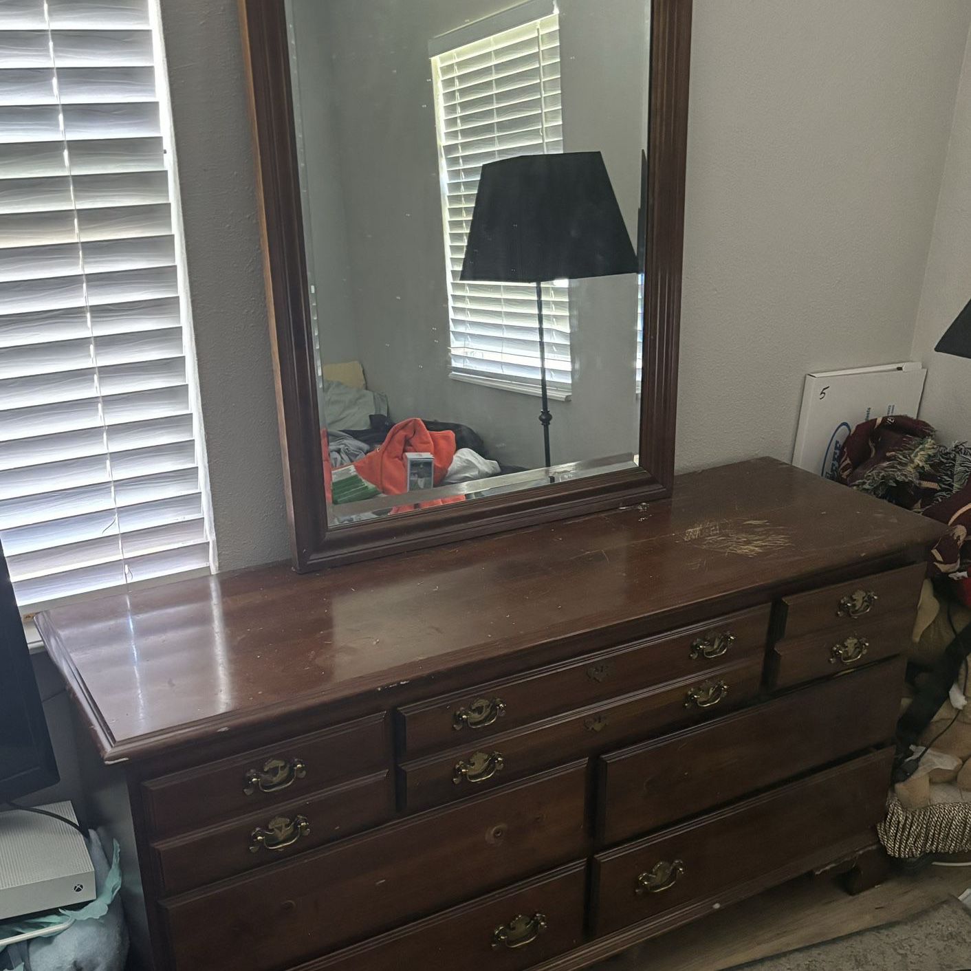 Vintage Wooden Dresser with Mirror With Matching night Stand