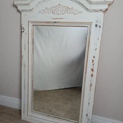 Vintage Whitewashed “Made In USA” Mirror 