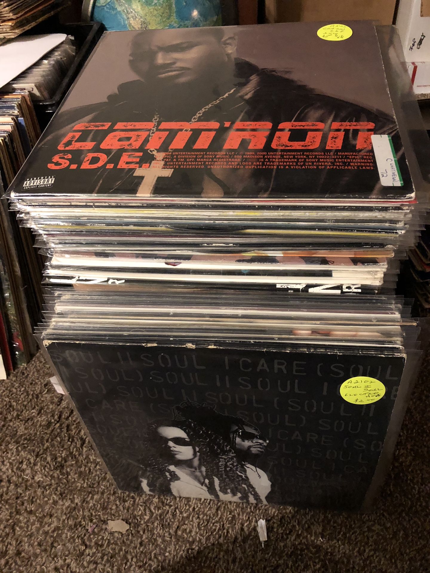 Over 125 hip hop records. Late 90’s-early 2000. Most are promos and are in nice condition.
