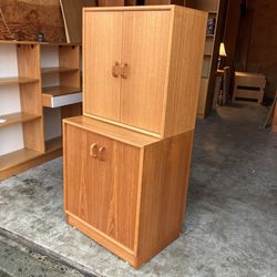 Vintage Danish Mid Century Modern 2 Piece Teak Cabinet Set