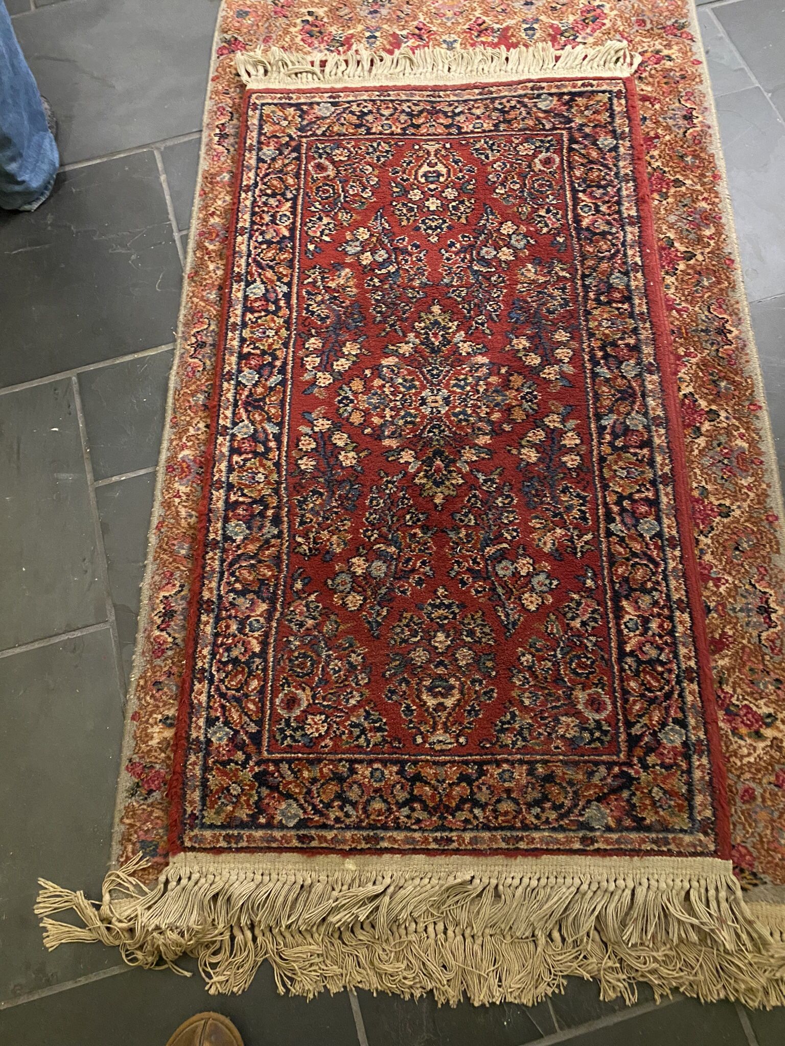 Absolutely Beautiful All Wool Karastan Red Sarouk Rug with Fringe
