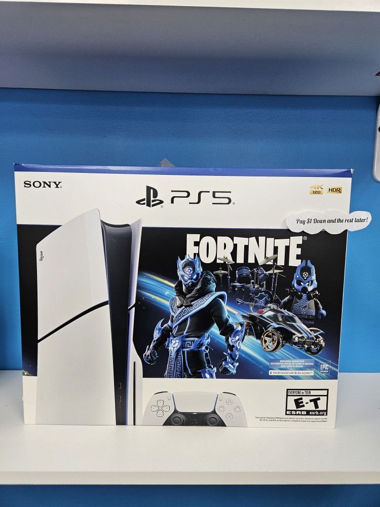 Sony Playstation 5 Slim Console Fortnite Cobalt Star Bundle - $1 To Take it Home same Day and Pay the Rest later!