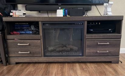 Tv stand with heat set on off electric fireplace