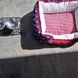 Dog bed and bowl set