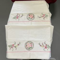 Vintage Pillow Cases 2 Embroidered- Age Unknown