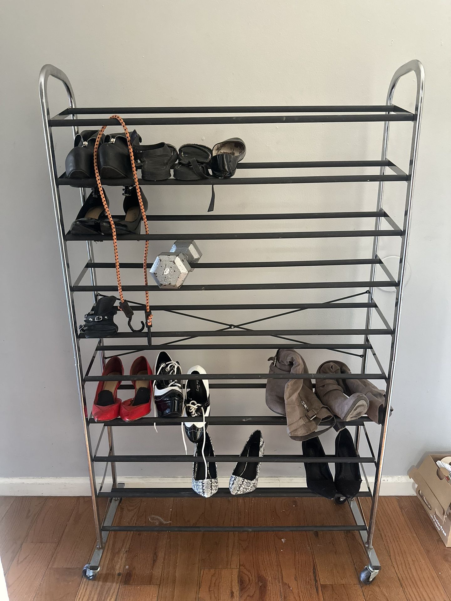 Killer shoe rack can fit 80 Pairs of heels