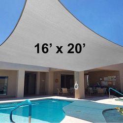 (NEW) $50 Rectangle 16x20’ Sun Shade Sail Outdoor Canopy Patio Top Cover 175gsm , (Beige, Gray, Black)