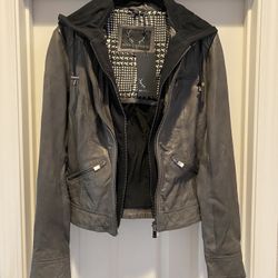 Women’s Bod & Christensen Removable Hood Soft Leather Motorbike Jacket Size Small