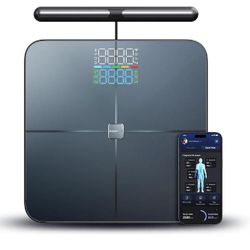 Smart Scale for Body Weight, 8-Electrode Larger Platform Digital Scale for Weight Fat BMI 28 Body Composition Measurement, Bluetooth Bathroom Smart Sc