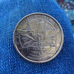 1 Oz Copper Round Random Design .999 Copper