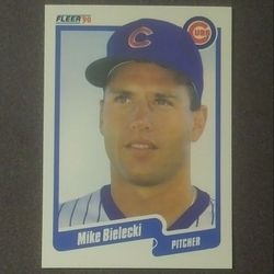 1990 Fleer Mike Bielecki Chicago Cubs #27 Pitcher Baseball Card Vintage Collectible Trading Sports MLB Major League Pro