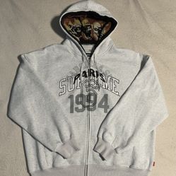 Supreme MM6 Maison Margiela Zip Up Hooded Sweatshirt Ash Grey Size XL  