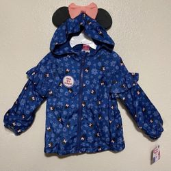 New Disney Junior Minnie Mouse Full Zip Hooded Jacket | Coat