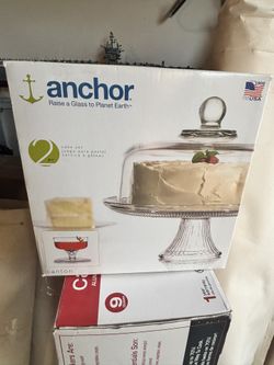 Glass Cake Stand / Punch Bowl Combo 2 Pieces