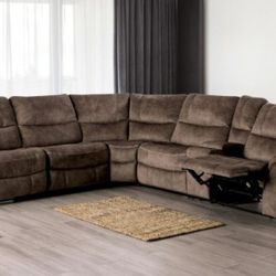 Brand New Brown Super Plush Reclining Sectional Sofa 