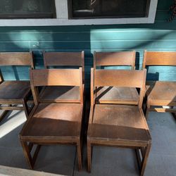 Six Solid Wood Chairs