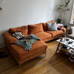 Orange L Shaped Couch 