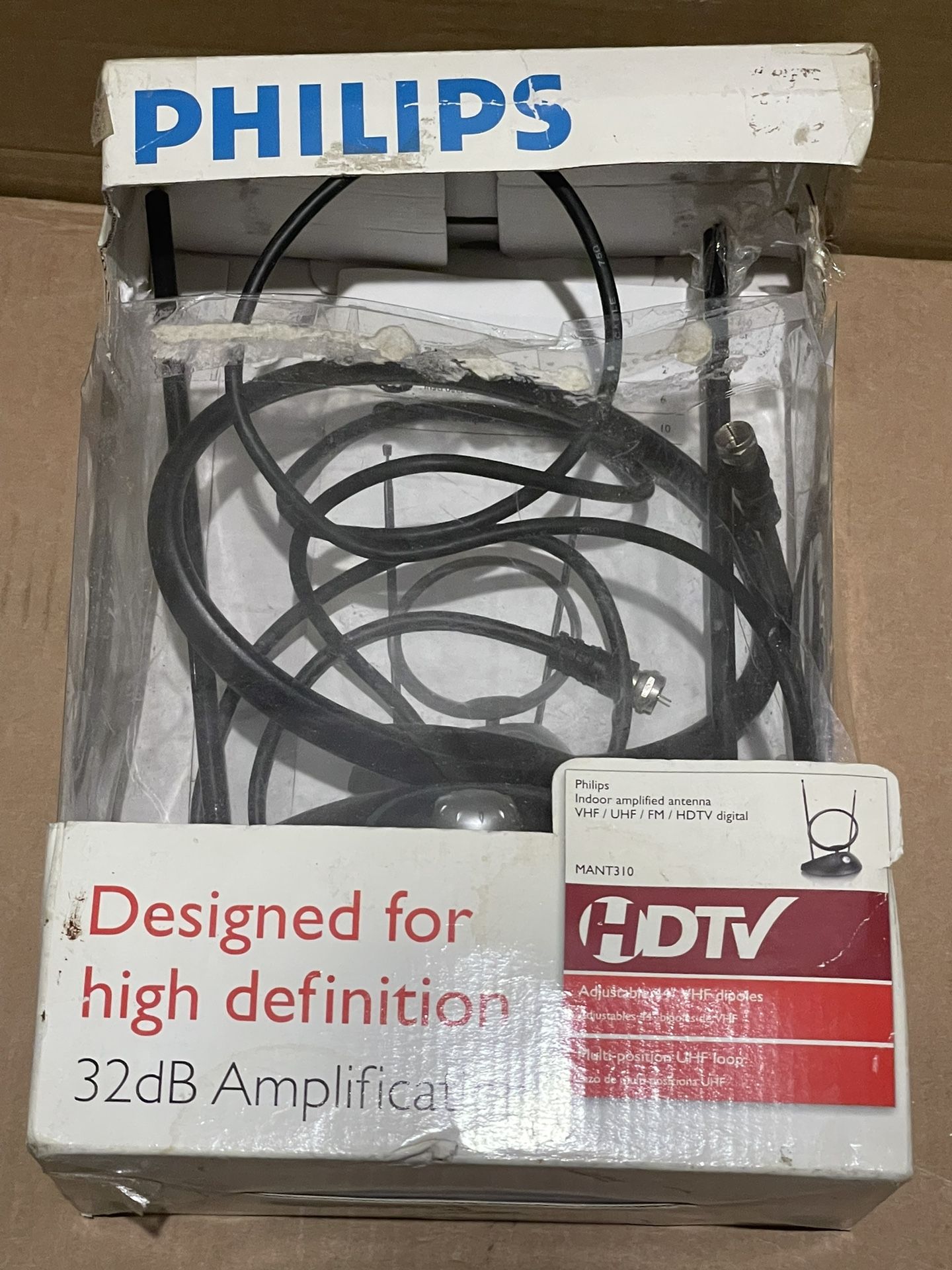 Philips 32db VHF/UHF/FM Amplified Signal Indoor Antenna MANT310