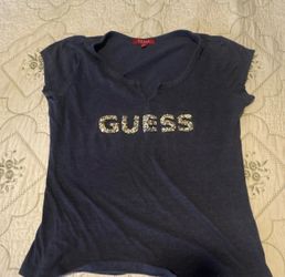 Guess glitter logo v-neck T shirt