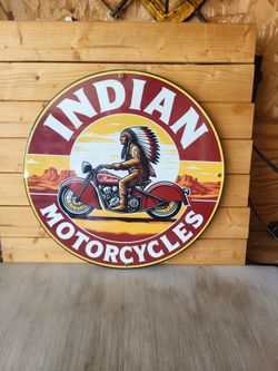 Indian Motorcycles Round Metal Sign 14"