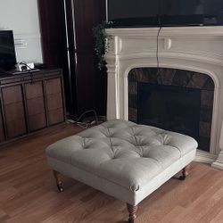 Grey Ottoman With Wheels