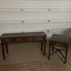 Ethan Allen solid cherry wood table set 