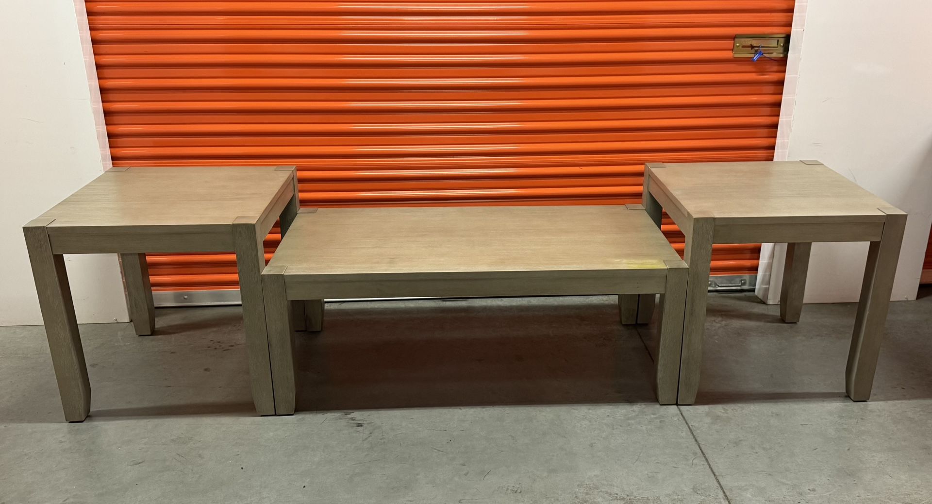 3-Piece Wood Table Set – 2 End Tables & 1 Coffee Table – Modern Tan Finish