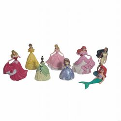Disney Princess PVC Figure Cake Topper Ariel Cinderella Belle Tiana Etc Lot Of 8