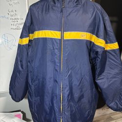 Nike Jacket Mens Large Blue/Yellow Insulated Padded Reversible Fleece VINTAGE
