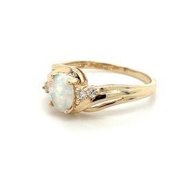 10kt Gold Oval Opal Diamond Ring Size 7 2.20grams 168175 14