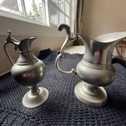 Antique Pewter pitcher/creamer/gravy containers
