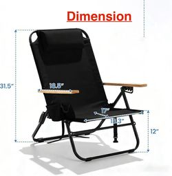 🥨Canpsky Backpack Beach Chair for Adults, Portable Folding Camping Chair with 5-Position Reclining, Headrest, Cup Holder & Zipper Pouch, Lightweight