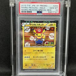PSA 10 Mario Pikachu 293 XY Promo Pokemon Card Japanese 2016 + Phantom case