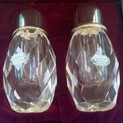  Hand Cut Crystal Salt and Pepper Shakers