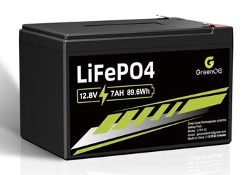 12.8V 7 Ah Lithium LiFePO4 Battery - 2000+ Cycles, Lightweight, Built-in BMS, Ideal for Solar Systems, Ride-on Toys, and Home Alarms