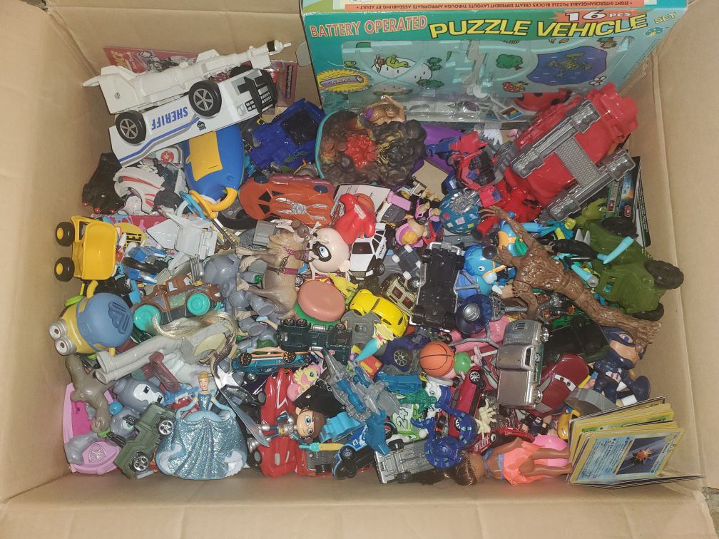 Box Lot of Toys! Pokemon, Hot Wheels, Disney, Marvel