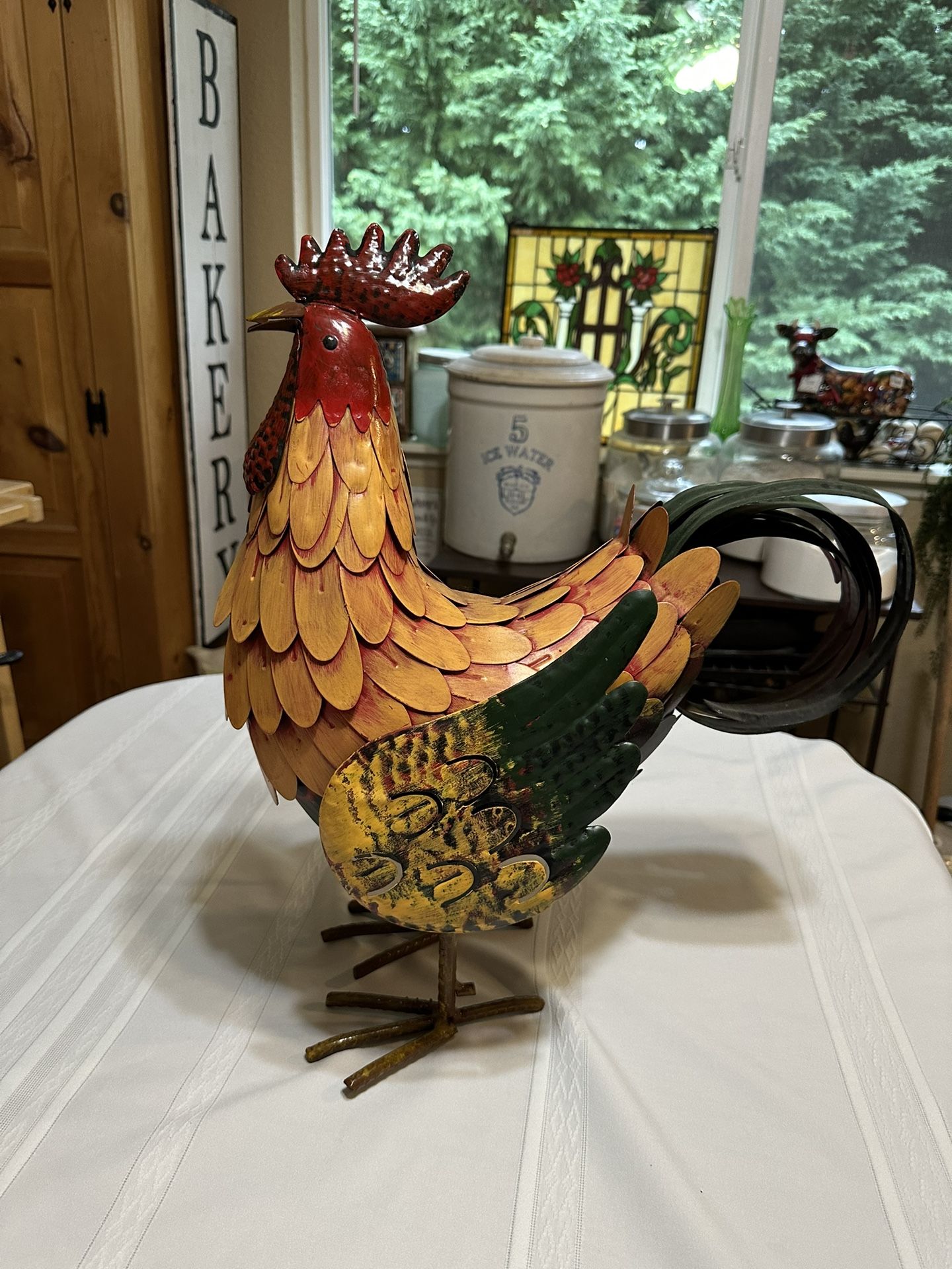 Large Metal Rooster Decor