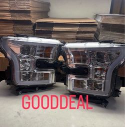 2015-2017 Chrome Dual Square white led bar Projector Headlights For Ford F150 f-150 head light lamp
