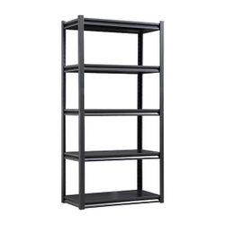 5-Tier Heavy-Duty Metal Storage Shelves: 2000 lbs. Capacity, Adjustable for Garage and More in Sleek Black