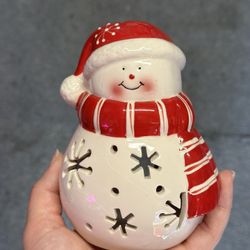 snowman tealite candle holder 