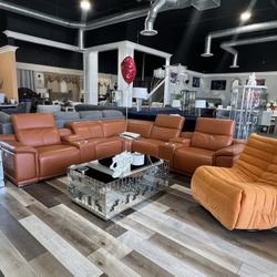 Power Recliner Sectional Real Leather 🎈🎈🎈