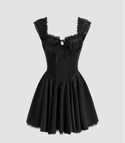 New with Tags, XL Elegant black Cider mini dress with a corset-style bodice.