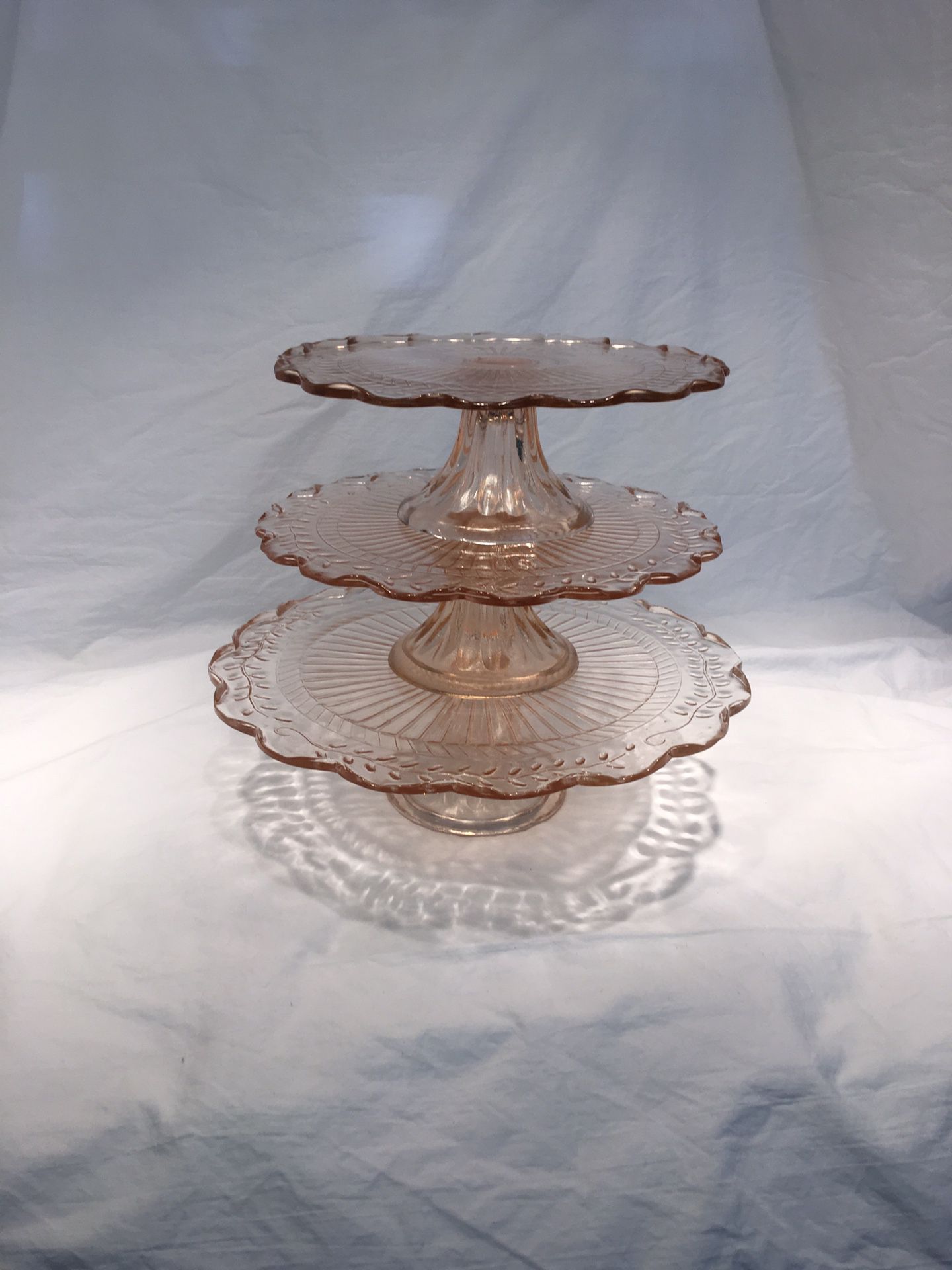 3 Glass Vintage Cake Stands / Tiers
