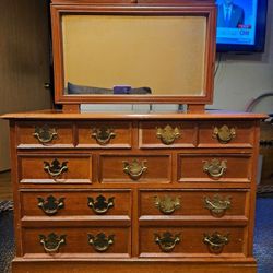 Jewelry Music Box Vintage Prestige Wood 7 Drawer With Mirror 