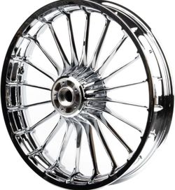 Hoprousa 21x3.5 Front Wheel Compatible with Breakout FXBR FXBRS '14-Back Chrome Aluminum with Chrome Turbine Spokes 21 Inch Tubeless (21x3.5 CHROME BR