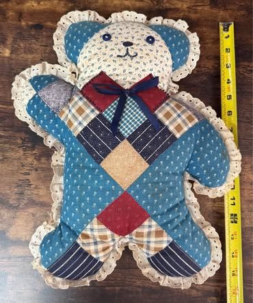 Vintage Handmade Patchwork Bear Pillow just $5 xox