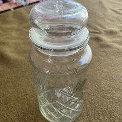 VTG 1983 PLANTERS Mr Peanut Clear Glass Canister Jar Lid Logo Anchor Hocking