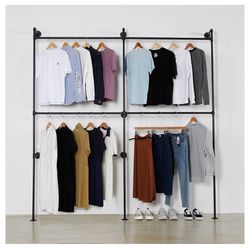 Heavy Duty Industrial Pipe Wall Mounted Clothing Rack