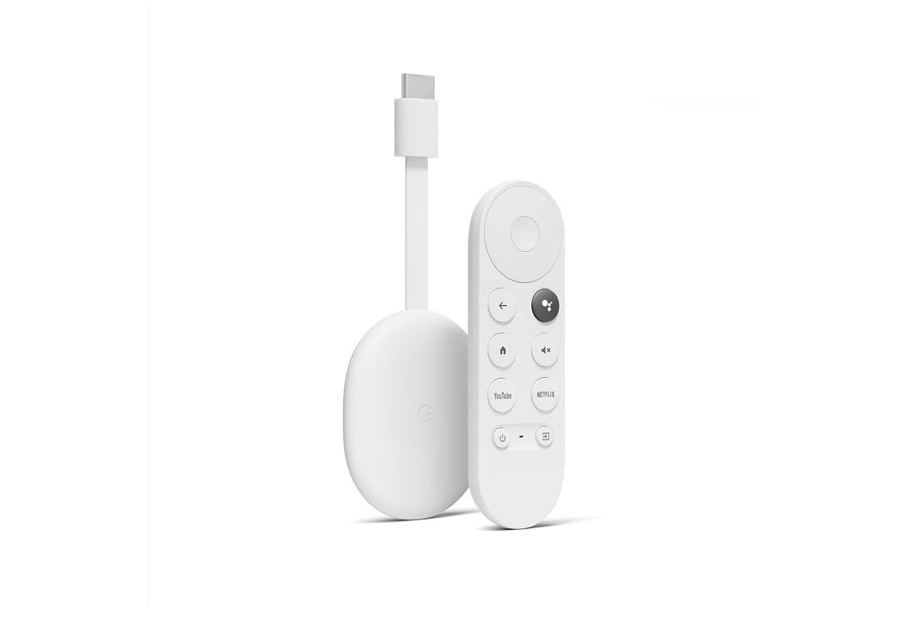 Google Chromecast with Google TV (4K)- Streaming Stick Entertainment with Voice Search - Watch Movies, Shows, and Live TV in 4K HDR - Snow