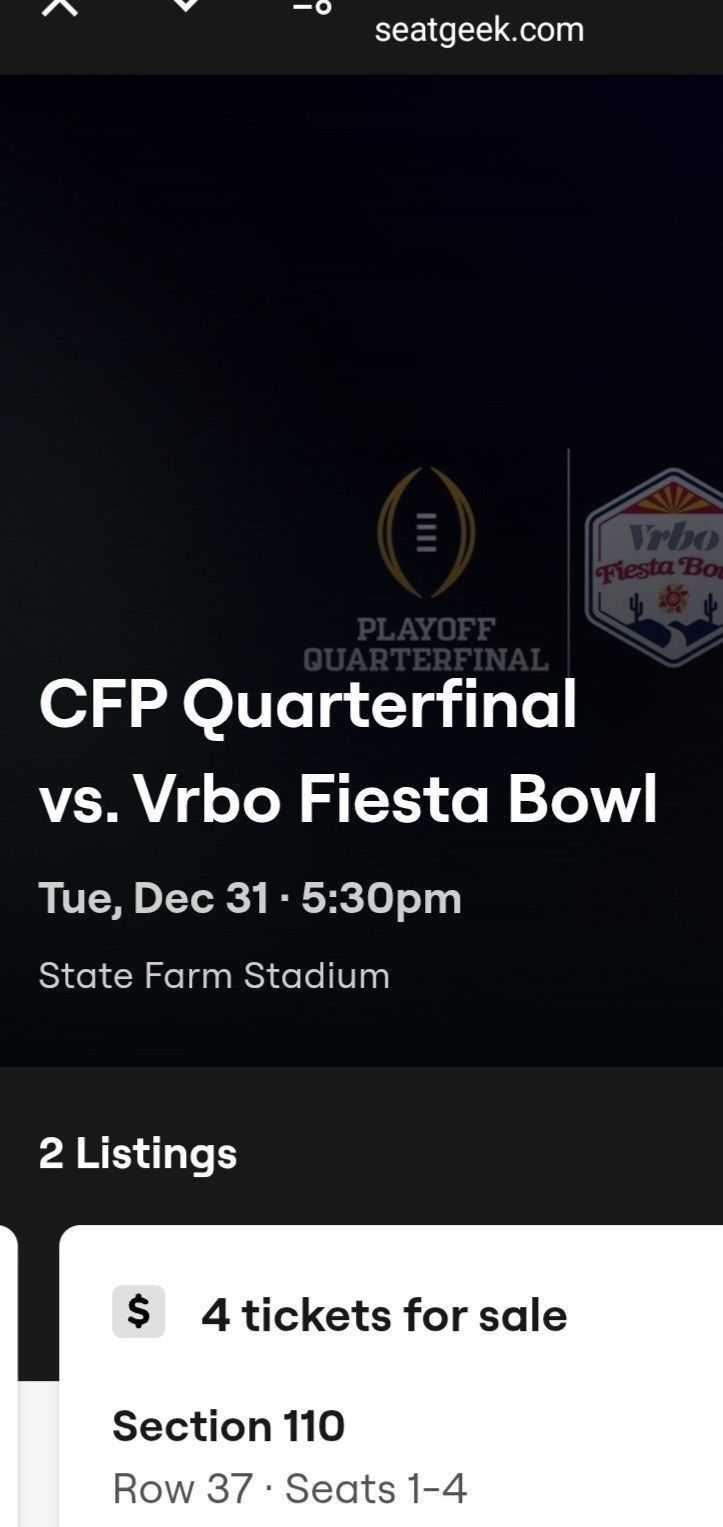 Fiesta Bowl CFP PLAYOFFS $175.